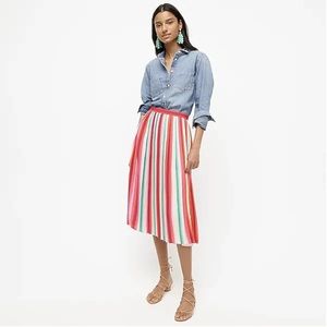 J Crew Striped Pleated Skirt